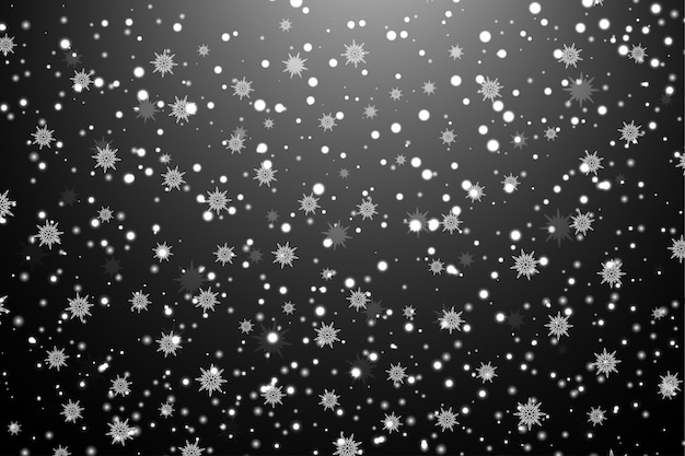 Flocons De Neige Sur Fond Noir. Fond De Noël Ou Du Nouvel An De Vecteur.