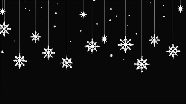 Vecteur des flocons de neige sur un fond noir