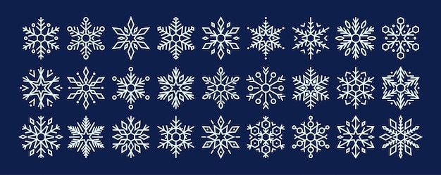 Vecteur flocons de neige géométriques fascinants, chaque chef-d'œuvre unique, une merveille cristalline, une précision de la nature dans chaque motif délicat, transformant l'hiver en une symphonie d'illustration vectorielle de dessin animé d'art congelé