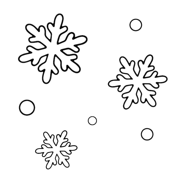 Vecteur flocons de neige page de coloriage flocons de neige noirs et blancs colorez-moi eps d'illustration vectorielle isolée