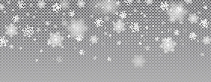 Vecteur flocons de neige à paillettes blanches tombant sur fond transparent
