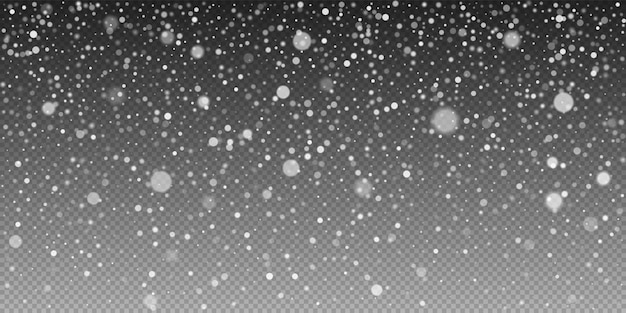 Des flocons de neige tombant sur un fond transparent Pour les projets de décoration de Noël Illustration vectorielle