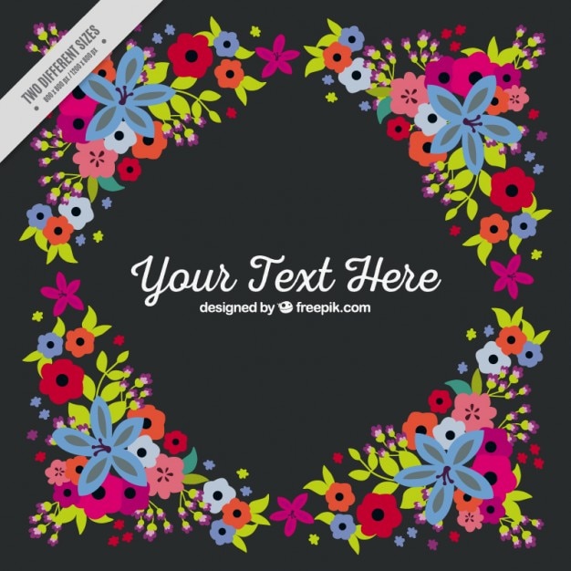 Vecteur floral frame colorful avec un texte