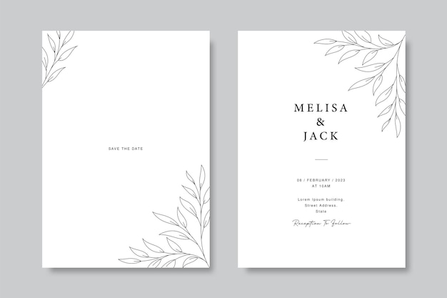 Floral invitation minimaliste de mariage