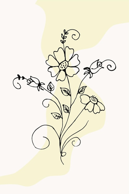 Floral Line art vecteur pour anniversaire de mariage anniversaire et fête