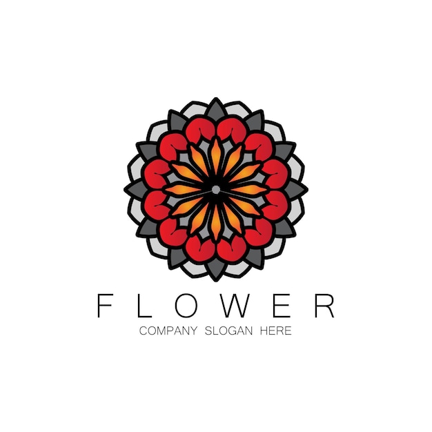 Floral Logo Design Mandala Art Vectoriel Pour L'autocollant Ou Le Produit De La Bannière De La Marque De L'entreprise