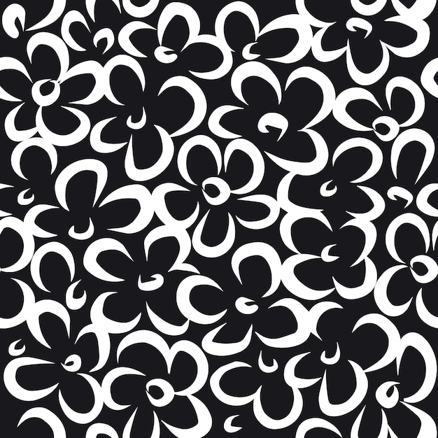 Floral Pattern Sans Couture Doodle Noir Et Blanc Illustration Papier Peint à La Main