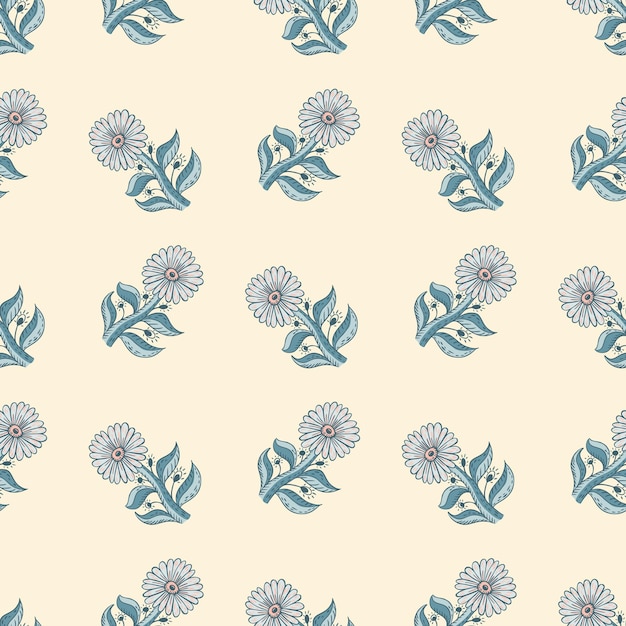 Floral Pattern Sans Couture Avec Des éléments De Tournesol Bleu. Fond Clair. Toile De Fond D'été Dans Un Style Dessiné à La Main. Illustration Vectorielle Pour Les Impressions Textiles Saisonnières, Les Tissus, Les Bannières, Les Arrière-plans Et Les Fonds D'écran.