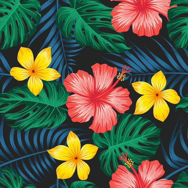 Floral pattern sans couture avec feuilles fond tropical