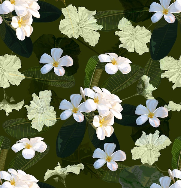 Vecteur floral pattern sans couture avec fleur de plumeria