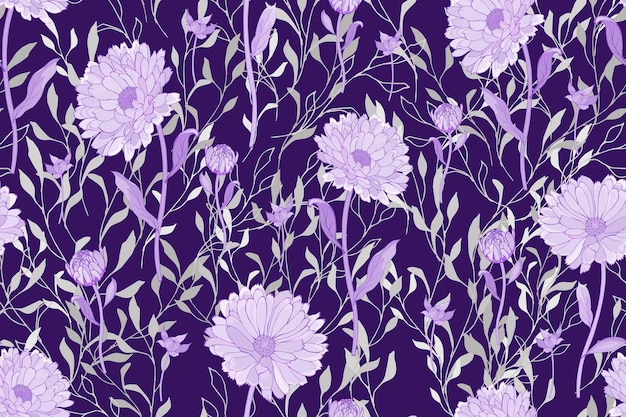 Floral Pattern Sans Couture Avec Des Fleurs Violet Clair.