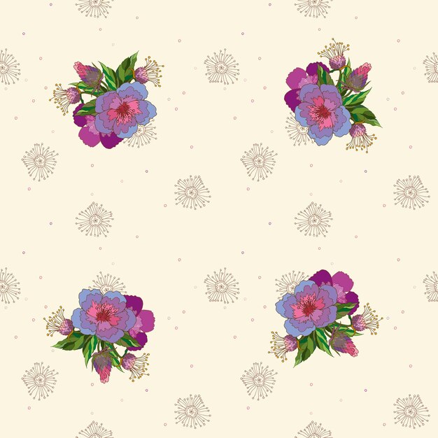 Floral Pattern Sans Couture Floral Sur Un Fond Clair Dessinée à La Main