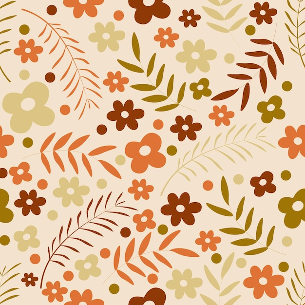 Floral Pattern Sans Couture En Fond Marron Et Vert