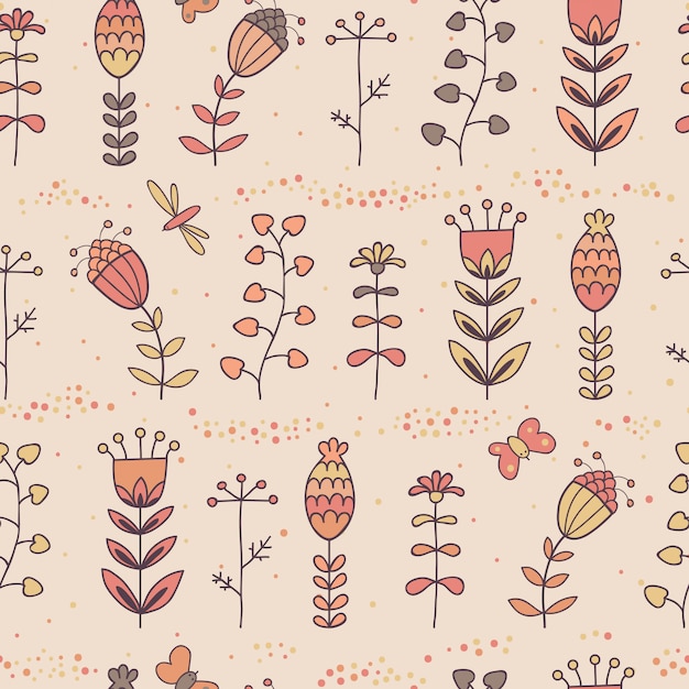 Floral Pattern Sans Couture En Style Cartoon.