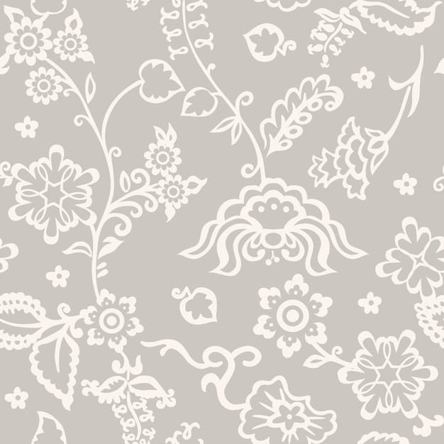 Floral Pattern Seamless Beige Avec Chrysanthème