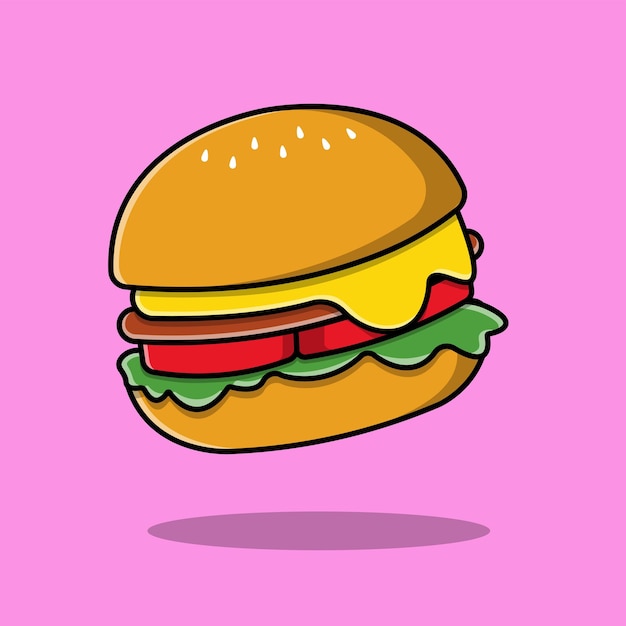 Flottant Burger Cartoon Vector Icon Illustration