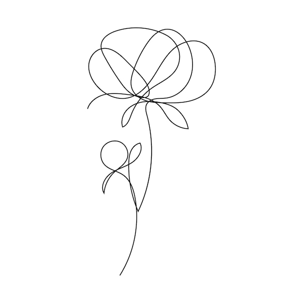 Flower in one line style d'art illustration vectorielle minimaliste pour une décoration élégante