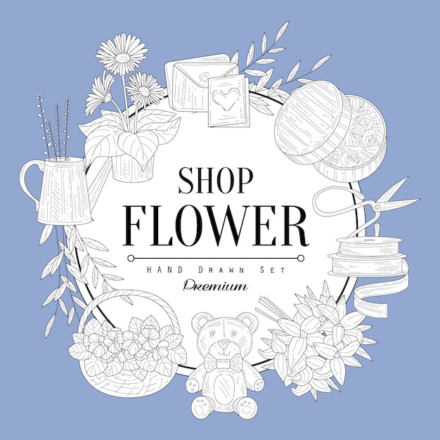 Flower Shop Vintage Sketch