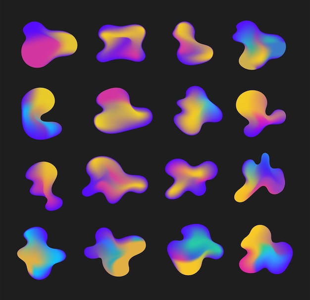 Fluide holographique abstrait gradient liquide formes organiques éléments graphiques