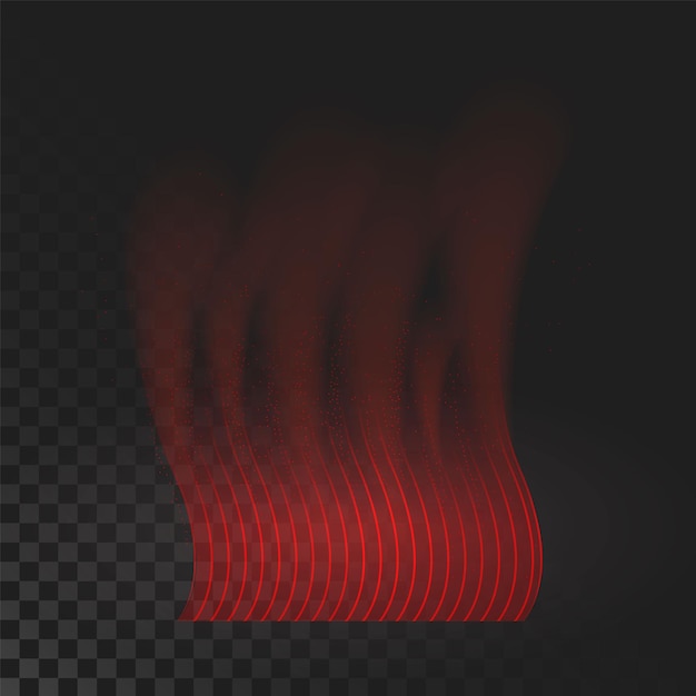 Vecteur flux d'air chaud sur fond sombre effet de lumière d'onde de vent infrarouge illustration vectorielle