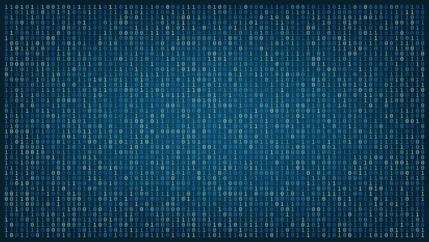 Flux de code de matrice binaire sur 16x9 plein écran