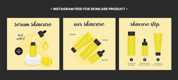 Vecteur flux instagram pour les soins de la peau