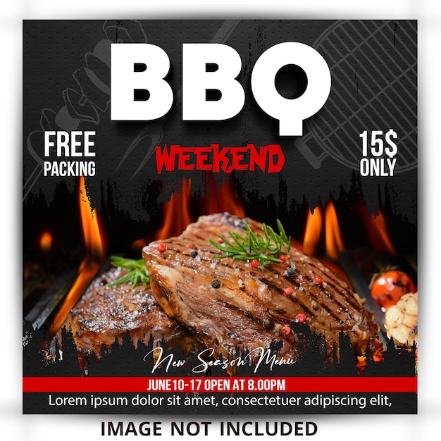 Flyer barbecue et modèle de publication sur les réseaux sociaux
