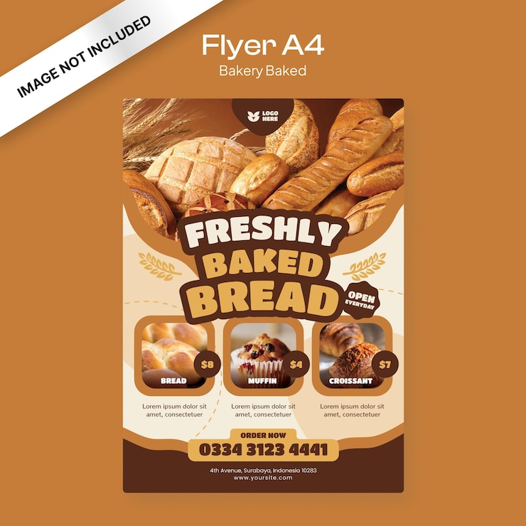 Vecteur flyer brun cuit au four