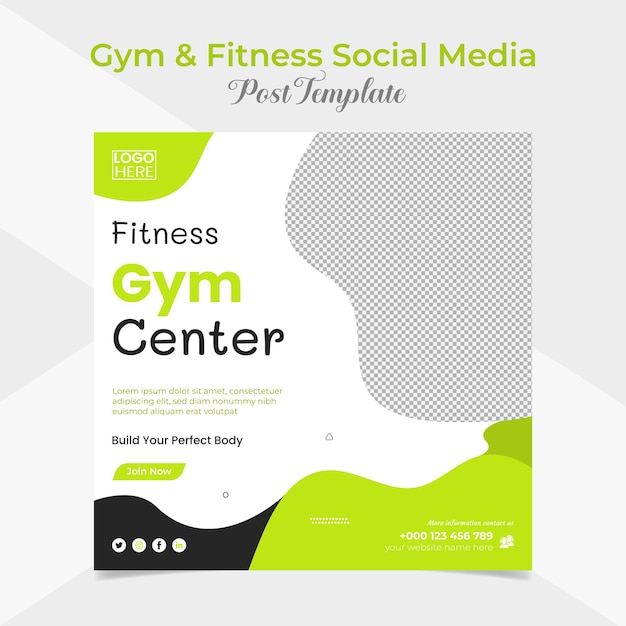 flyer carré d'entraînement de gym et conception de modèle de bannière de publication sur les médias sociaux facebook et instagram