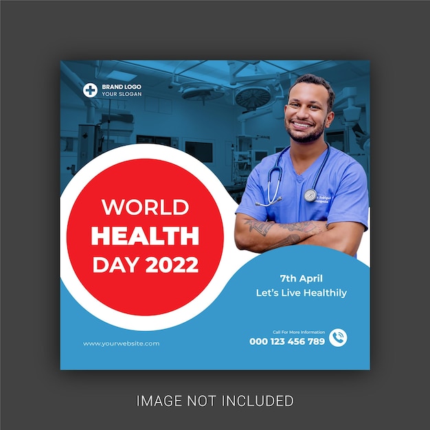 Flyer Carré De La Journée Mondiale De La Santé Et Modèle De Publication Et De Bannière Sur Les Réseaux Sociaux
