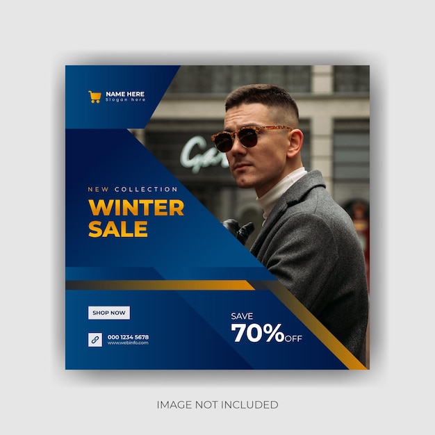 Flyer Carré Avec Vente D'hiver Instagram Post Template Vecteur Premium