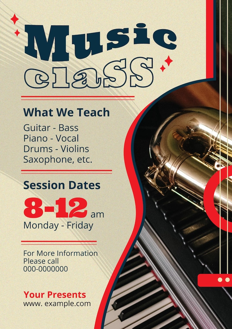 Vecteur flyer de la classe de musique