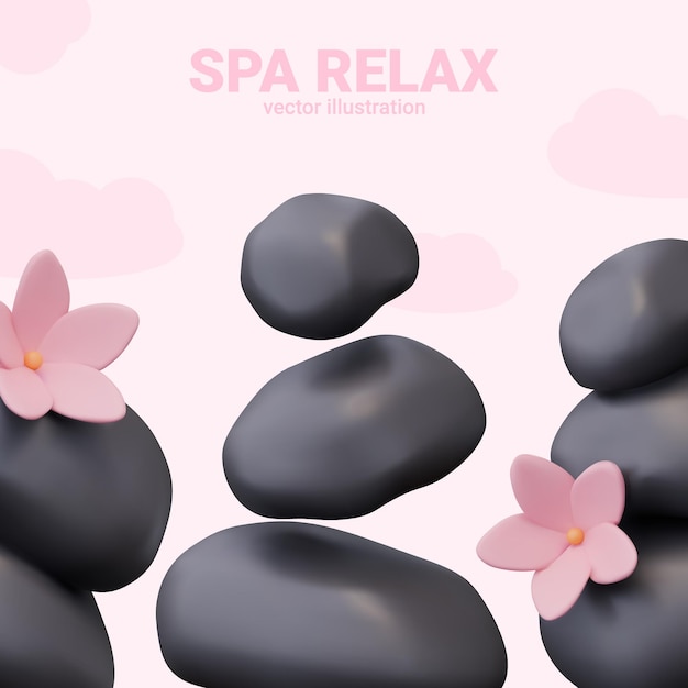 Flyer de concept publicitaire de relaxation de spa pour le bureau avec thérapie par les pierres