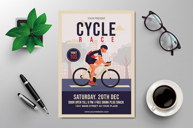 flyer course cycliste