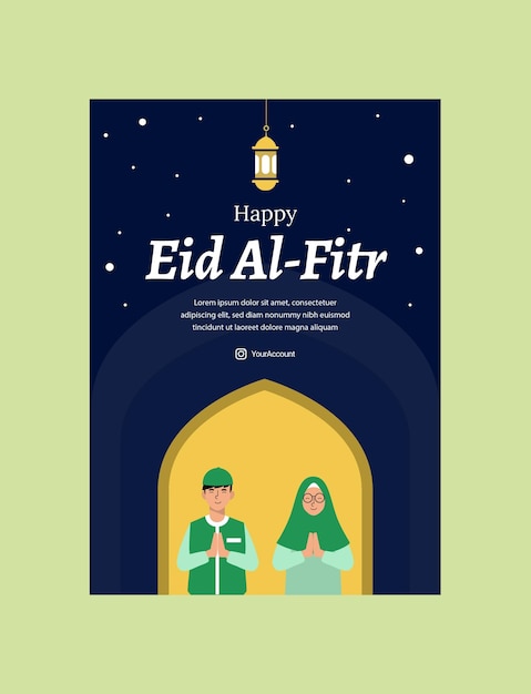 Flyer Design Eid Alfitr Ramadhan Karem Collection D'histoires Instagram Bannière Vectorielle Islamique Gratuite