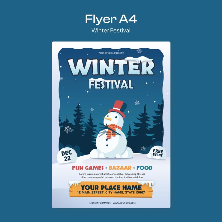 Vecteur flyer du festival d'hiver