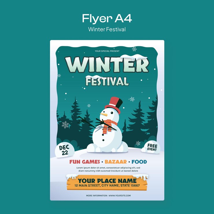 Vecteur flyer du festival d'hiver