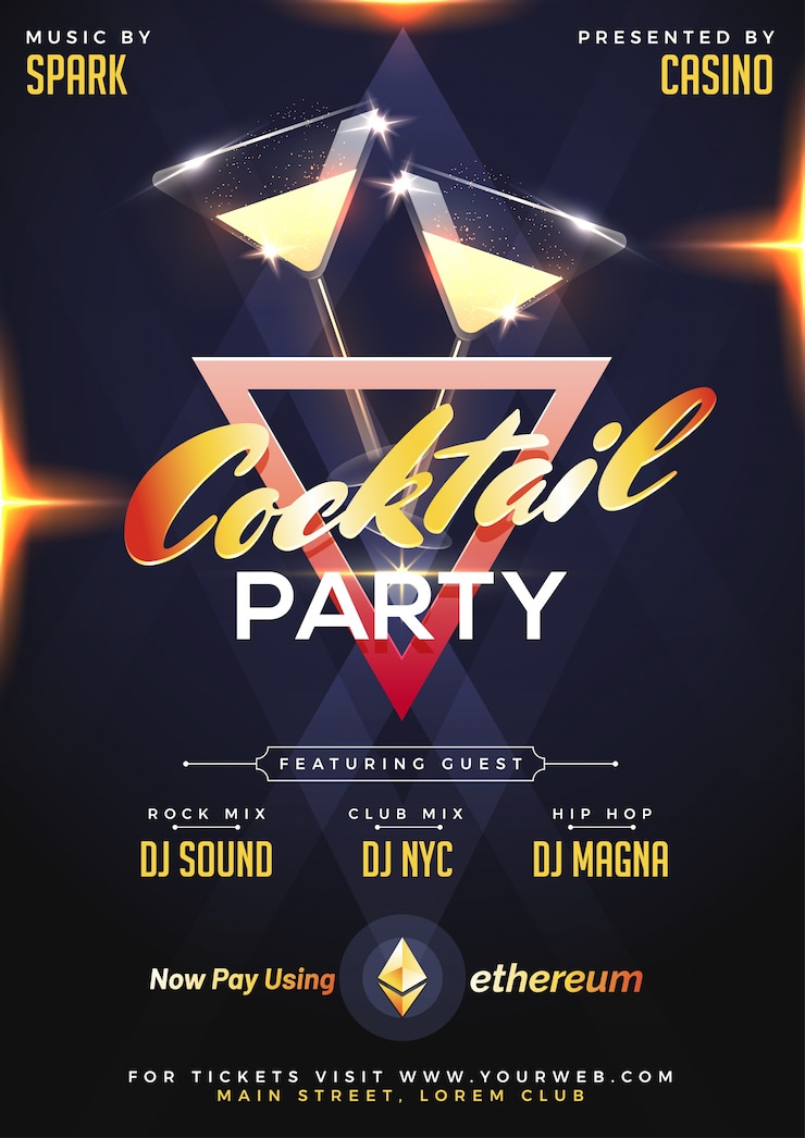 Vecteur flyer de la fête du cocktail