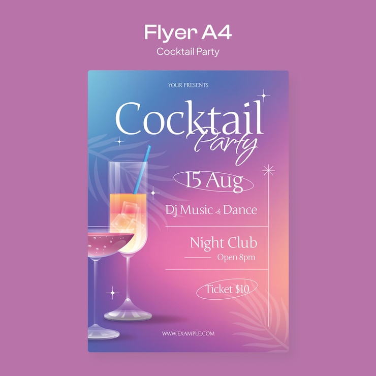 Vecteur flyer de la fête du cocktail