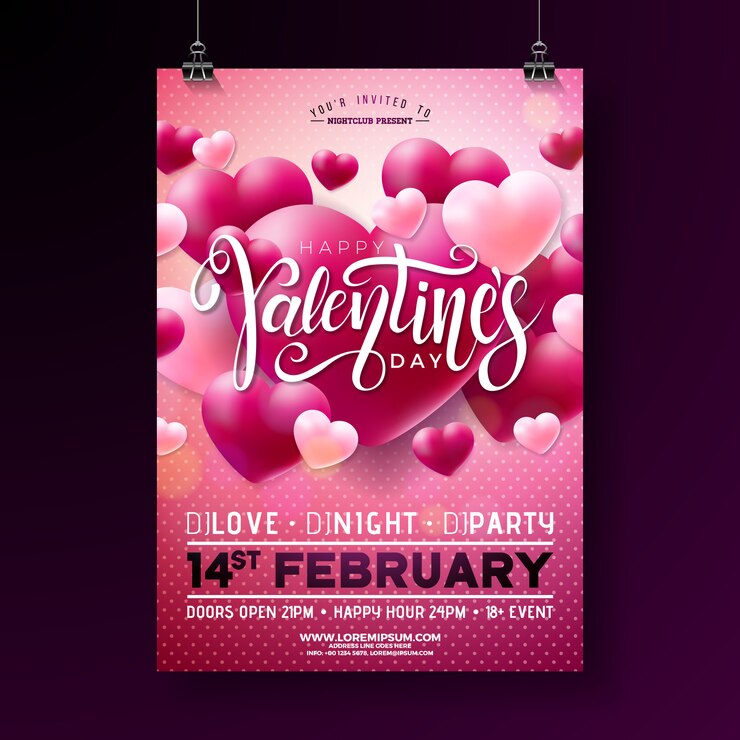 Vecteur flyer fête saint valentin