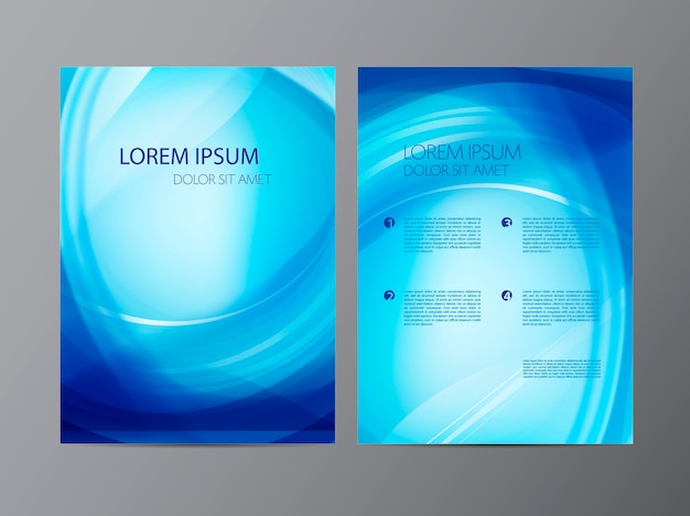 flyer fluide bleu ondulé moderne abstrait, brochure