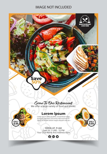 Vecteur a flyer for a restaurant called the food menu