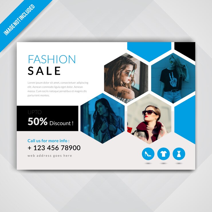 Vecteur flyer horizontal de vente de mode