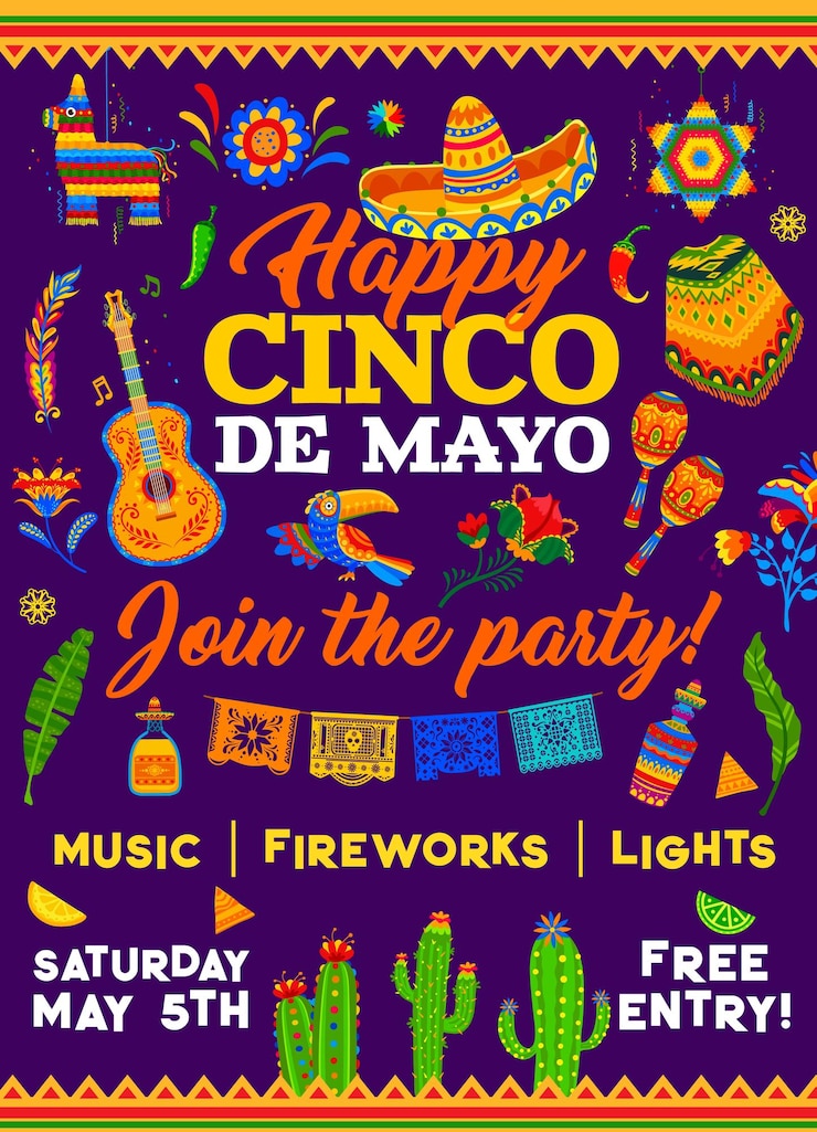 Vecteur flyer d'invitation à une fête du cinco de mayo