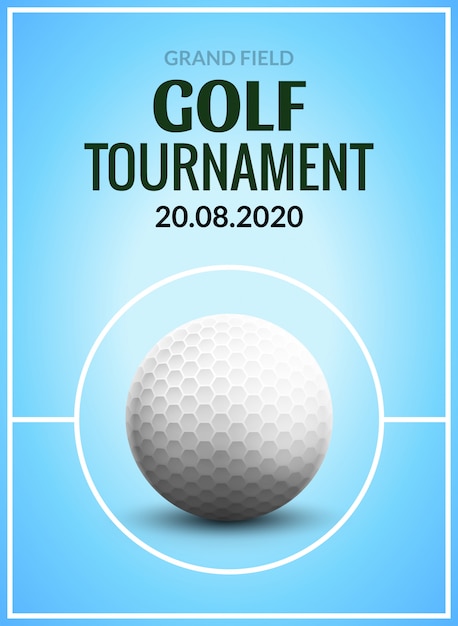 Flyer De Modèle D'affiche De Tournoi De Golf. Balle De Golf Sur L'herbe Verte Pour La Compétition. Conception De Club De Sport