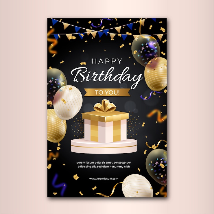 Vecteur flyer de modèle de fête d'anniversaire réaliste