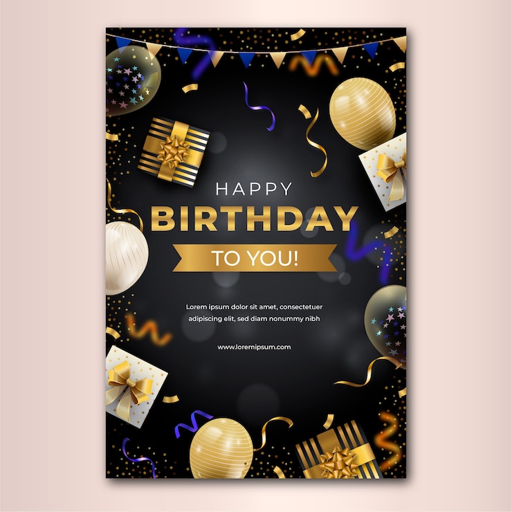 Vecteur flyer de modèle de fête d'anniversaire réaliste