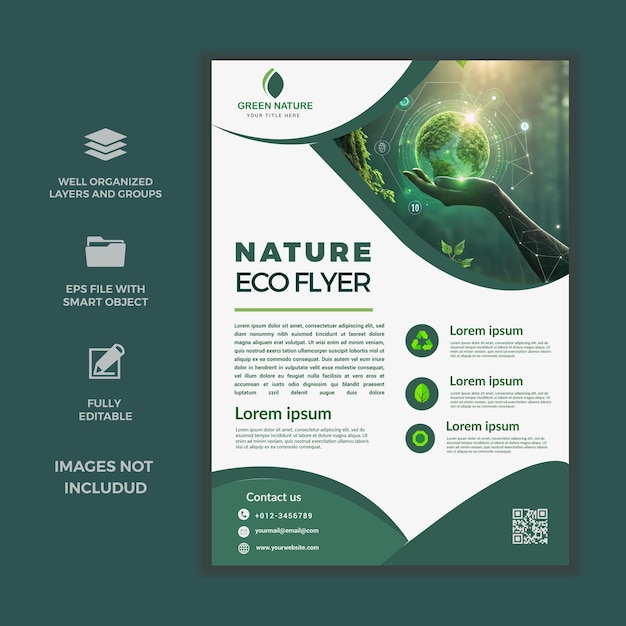 Flyer sur la nature écologique pour les campagnes environnementales
