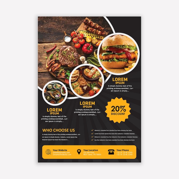 Flyer de la nourriture du restaurant