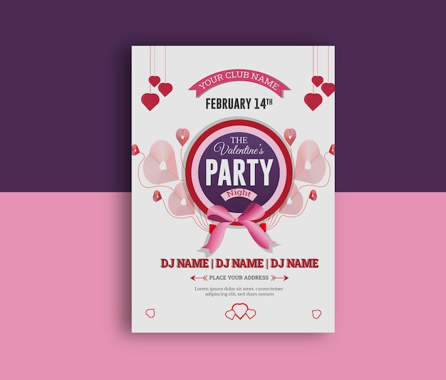 Vecteur flyer de la saint-valentin, affiche de la saint-valentin, fête de la saint-valentin, flyer d'amour, affiche de la saint-valentin,